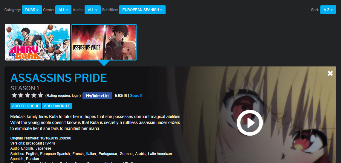 Hidive comenzó a añadir subtítulos a muchos de los animes